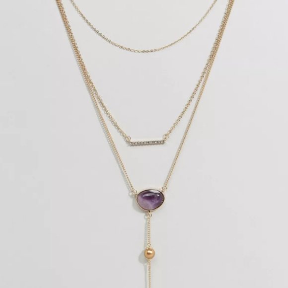 Multi layered necklace with quartz & lariat detail - Picture 4 of 7